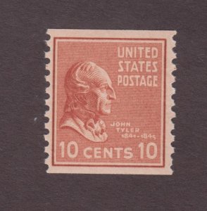 US, 847, JOHN TYLER COIL, MINT NH VF-XF, 1939 PRESIDENTIAL SERIES