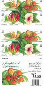 US#3313b $033 Tropical Flowers  pane of 20  (MNH) CV$13.00