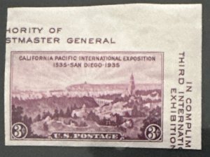 Scott #778b 1936 3¢ California-Pacific Exposition imperf. unused disturbed gum