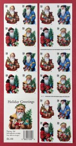 3537-3540a SANTA CLAUS, PINES Booklet Pane of 20 US 34¢ Stamps MNH 2001 S1111