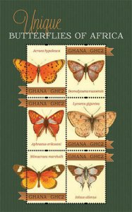 Ghana 2012 - Butterflies of Africa - Sheet of 6 Stamps - Scott #2700 - MNH