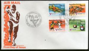 Papua New Guinea 1982 Commonwealth Games Sport Boxing Shooting Run 4v FDC # 1...