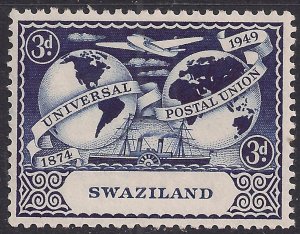 Swaziland 1949 KGV1 3d Deep Blue Postal Union MM SG 49 ( K29 )