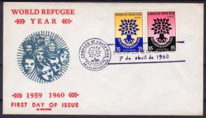 Costa Rica 1960 Sc#c290/C291 WORLD REFUGEE YEAR Set (2) FDC