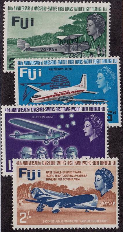  FIJI MNH Scott # 236-239 1st Trans-Pacific Flight - spotty gum (4 Stamps)