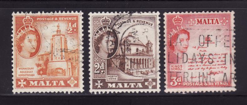 Malta 247, 250, 252 U Queen Elizabeth II (D)