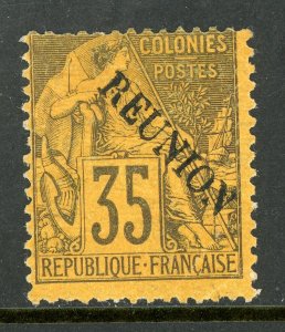 Reunion 1891 French Colonial Overprint 35¢ Black/Orange MINT T502