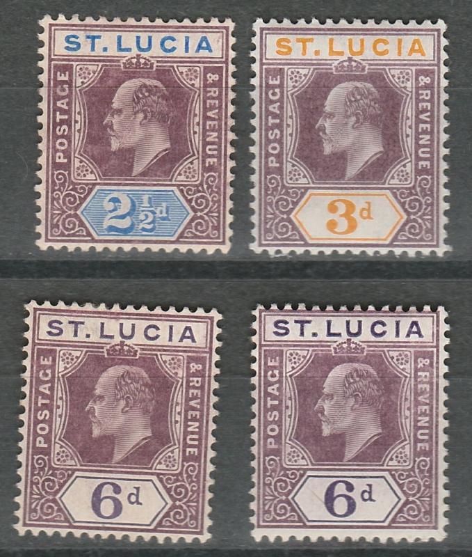 ST LUCIA 1904 KEVII RANGE TO 6D WMK MULTI CROWN CA