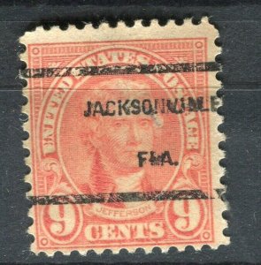 USA; Early 1900s Presidential series issue used PRE-CANCEL, Jacksonville