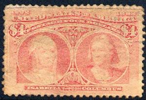 1893 United States Postage Stamp #244 Mint Hinged F/VF Original Gum with Faults
