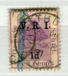 ORANGE FREE STATE; 1900 early classic QV used ' VRI 1d.' surcharged , Postmark.