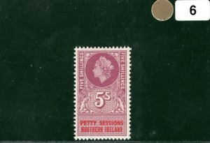 GB NORTHERN IRELAND QEII Revenue 5s Claret PETTY SESSIONS Mint UNLISTED* GWHITE6