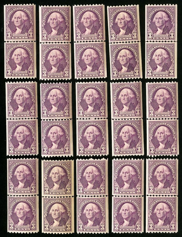 US Stamps # 722 F-VF Lot of 15 line pairs OG NH Scott Value $120.00