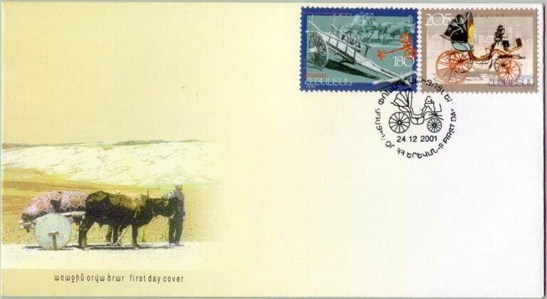 Armenia FDC 2001 Mi 450-451 Scott 643-644 Handicraft Transport Cart Phaeton