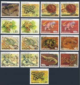 Australia 784/800,17,MNH.Mi 781A-787A,781C-786C,826-829. Reptiles,Amphibians.