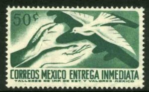 MEXICO E18 50¢ 1950 Def 6th Issue Fosforescent unglazed MINT, NH. VF.