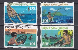 Papua New Guinea # 545-548, Fishing Methods, NH, 1/2 Cat.