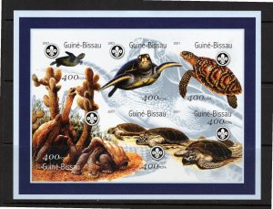 Guinea-Bissau 2001 Sheetlet of 5 turtles IMPERFORATE