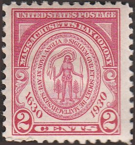 # 682 Mint Hinged Carmine Rose Massachusetts Bay Colony