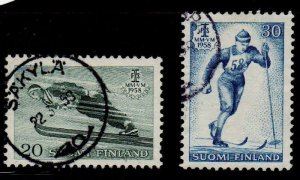 Finland Sc 354-355 1958 Ski Championships stamp set used