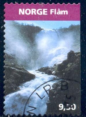 Kjofossen Waterfall, Flam, Norway stamp SC#1428 used