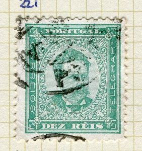 PORTUGAL; 1880s early classic Luis Perf issue fine used Shade of 10r. value
