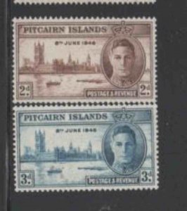 PITCAIRN ISLANDS #9-10 1946 PEACE ISSUE MINT VF LH O.G aa