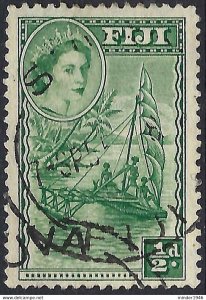 FIJI 1954 QEII ½d Myrtle-Green SG280 FU