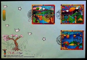 United Nations Peter Max Earth Summit 1997 Park Tree Flower Rainbow (FDC) *3 PMK