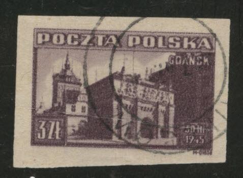 Poland Scott 372 used imperforate  1945 Gdansk stamp 