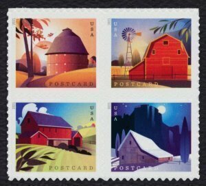 U.S.#5549a Barns 36c Postcard Rate Block of 4, MNH.