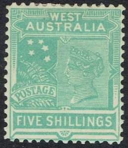 WESTERN AUSTRALIA 1905 QV 5/- WMK CROWN/A