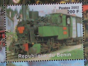 ​BENIN-STAMP-2002 CLASSIC TRAINS CTO- MNH STAMP SHEET RARE