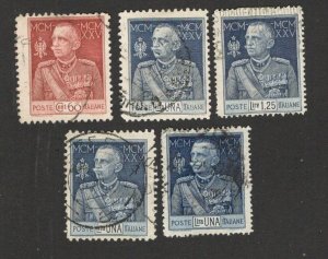 ITALY-5 USED STAMPS-VICTOR EMANUEL-PERFORATION, 2x 1.25L, perf. 11 - 1925/1926.