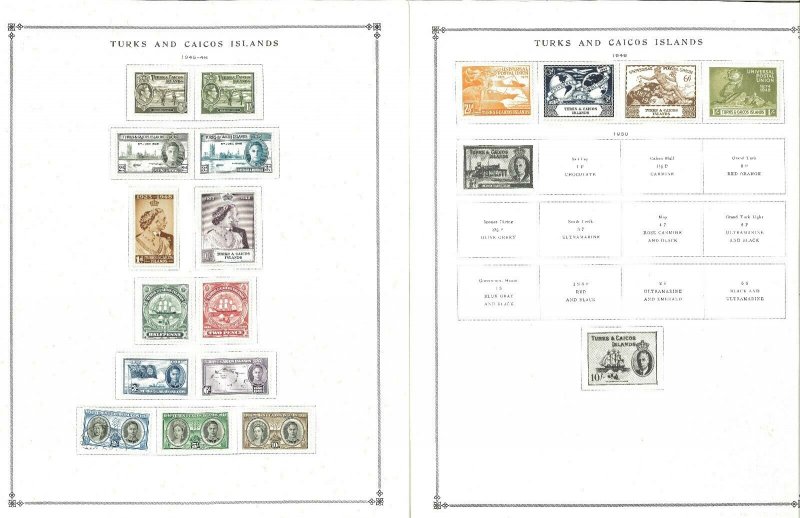 Turks & Caicos 1945-1986 Mint Hinged on Scott International Pages Thru 1999