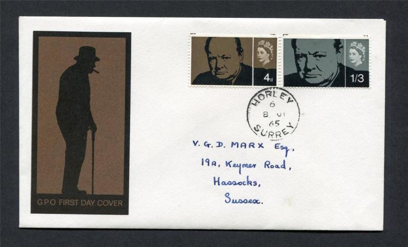 CHURCHILL FIRST DAY COVER WITH CDS CANCEL 