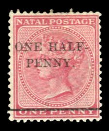 Natal #72 Cat$24, 1885 1/2p on 1p rose, hinged