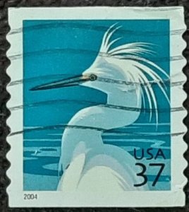 US Scott # 3829A; used 37c Snowy Egret from 2004; XF centering; off paper