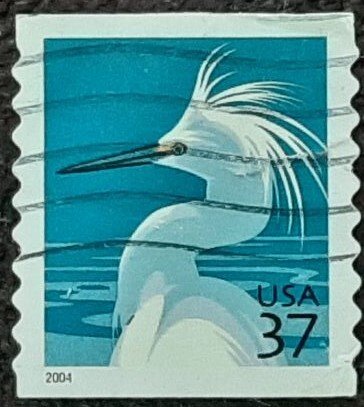 US Scott # 3829A; used 37c Snowy Egret from 2004; XF centering; off paper