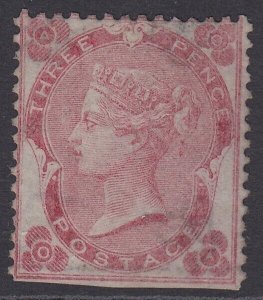 SG 78 spec J27. 1862 3d rose, type J3a with dots, plate 3 watermark emblems...