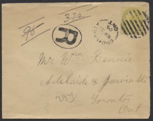 1904 Registered Cover Cromarty ONT to Toronto #81 7c Victoria Numeral Toned RPO