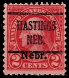 1929 US Scott #- 671 2 Cent Washington Nebraska Ovp't. Precancel Hasting...