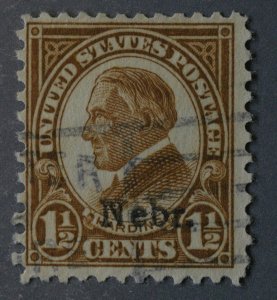 United States #670 Used VG Nebr Overprint Light Cancel