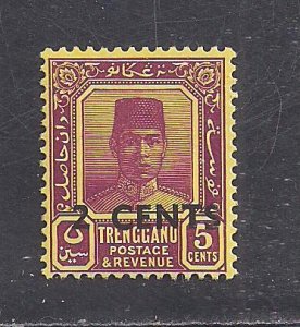 MALAYA - TRENGGANU SC# 45  TONED GUM  F/MNH