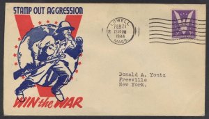 U.S. 1944 MILITARY PATRIOTIC STAMP OUT AGGRESSION WIN THE WAR COVER