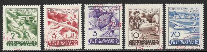 YUGOSLAVIA 1950 Third Aviation Meet Set Sc 295-299 CTO Used.