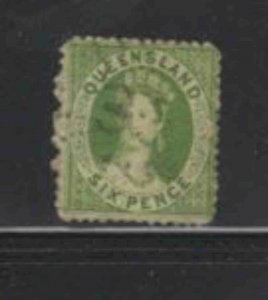 AUSTRALIA-QUEENSLAND #28 1871 6p QUEEN VICTORIA F-VF USED b