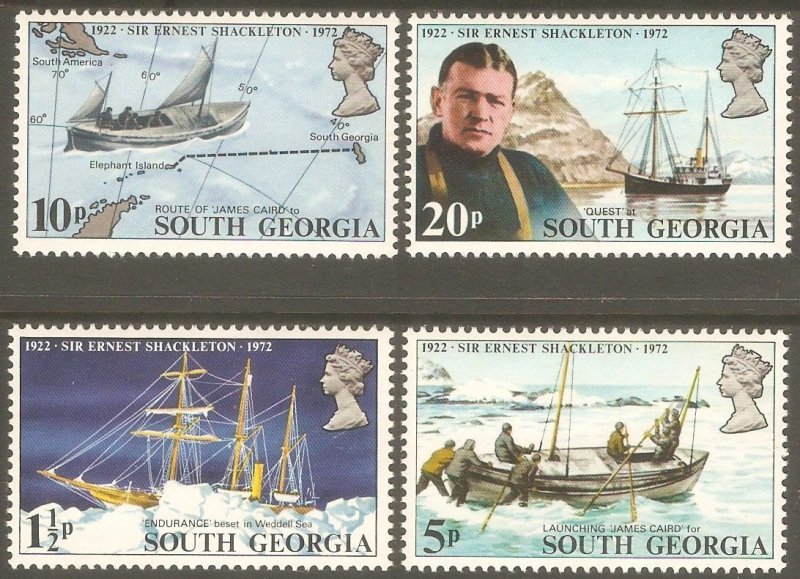 SOUTH GEORGIA Sc# 31 - 34 MNH FVF Set4 Sir Ernest Shackleton Map Boat