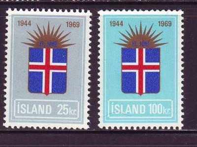 Iceland Sc 408-9 1969  25 yrs Republic stamps mint NH