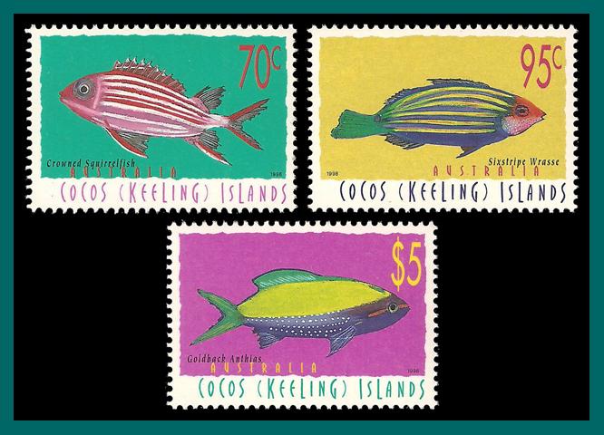 Cocos 1998 Fish Definitives (Series 4), MNH 327-329,SG335e-SG343a